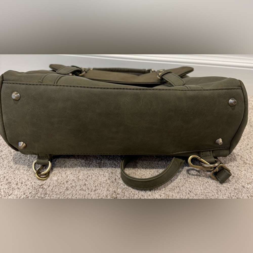 Street Level Maxi Convertible Olive Green Backpack Purse - Picture 10 of 14